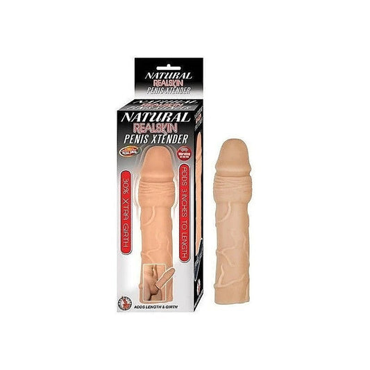 NATURAL REALSKIN 3" Vibrating Penis Extender Sleeve