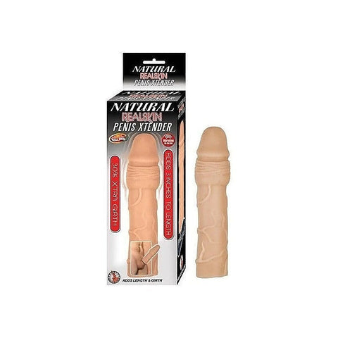 NATURAL REALSKIN 3" Vibrating Penis Extender Sleeve - Pumps, Extenders and Sleeves