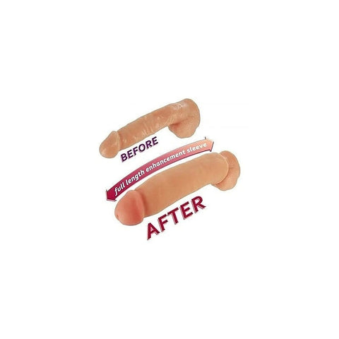 NATURAL REALSKIN 3" Vibrating Penis Extender Sleeve - Pumps, Extenders and Sleeves