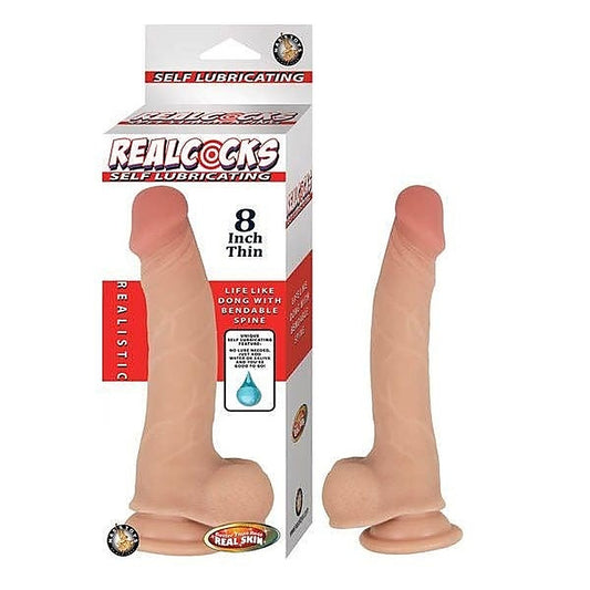 REALCOCKS Self-Lubricating 8-Inch Thin Dildo - Realistic Sensation, Phthalate-Free