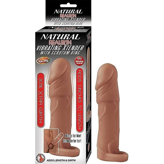 NATURAL REALSKIN Vibrating Penis Enlarger - Enhance Pleasure
