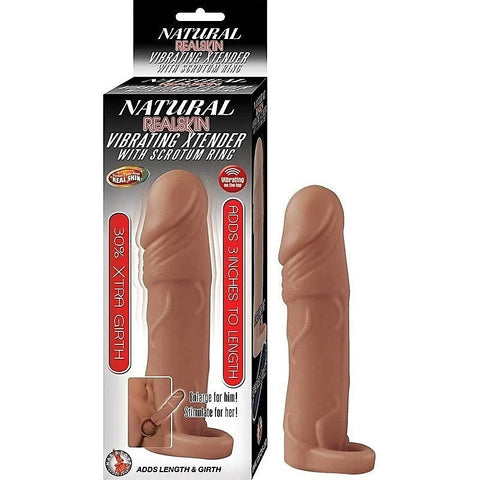 NATURAL REALSKIN Spiked Vibrating Penis Extender by Nasstoys - Pumps, Extenders and Sleeves