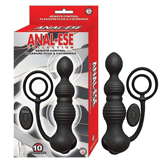 Nasstoys Anal-Ese Remote Control Vibrating Pleasure Plug and C-Rings