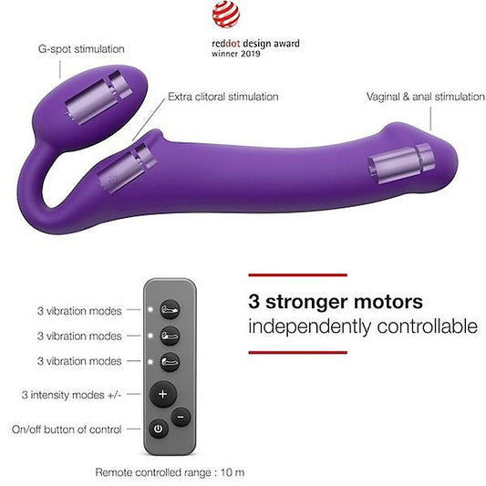 STRAP-ON-ME 3 Motors Vibrating Bendable Strap-On - Large