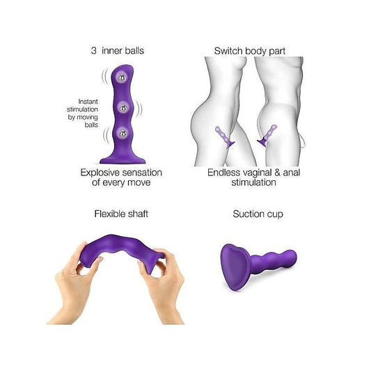 Euphoric Enchantment - Strap-On-Me Silicone Dildo Plug with Rotating Geisha Balls