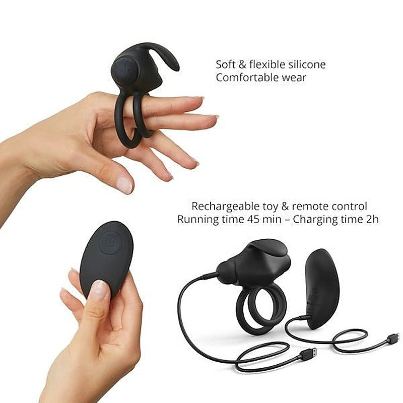 Dual-Ring Remote Vibrator with Clit Stimulation - Vibrating Cock Rings