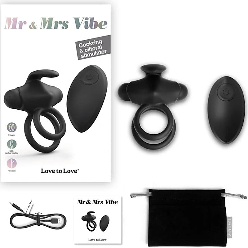 Dual-Ring Remote Vibrator with Clit Stimulation - Vibrating Cock Rings