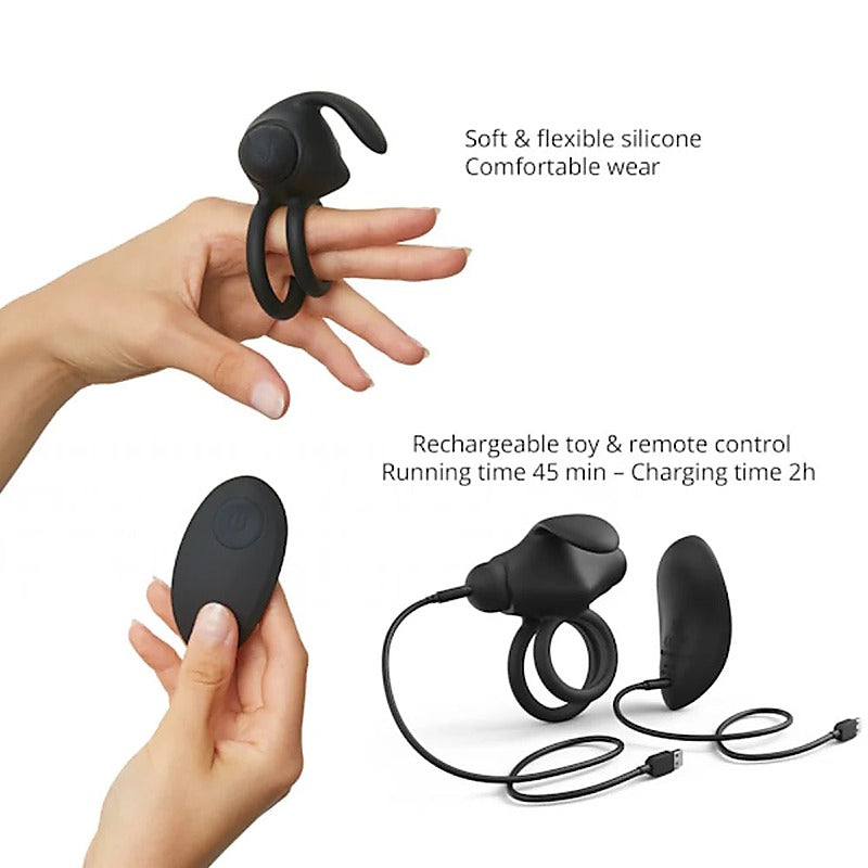 Dual-Ring Remote Vibrator with Clit Stimulation - Vibrating Cock Rings