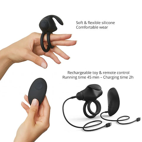 Dual-Ring Remote Vibrator with Clit Stimulation - Vibrating Cock Rings