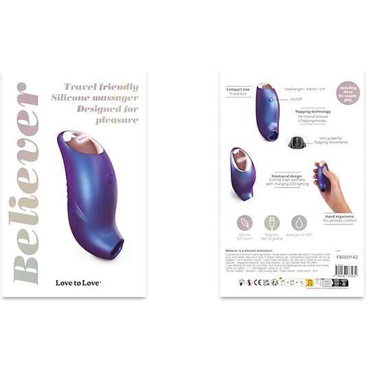 Love To Love Believer - Rechargeable Ergonomic Flapping Pleasure Device - Clit Ticklers and Pulsators