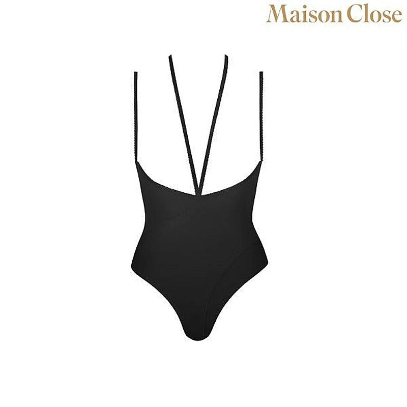 Black Bodysuit Thong With Naked Breast by Maison Close - Teddies and Bodysuits
