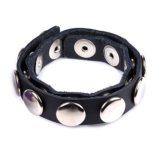 Black Leather Adjustable Penis Ring Adjustable 10 Snap
