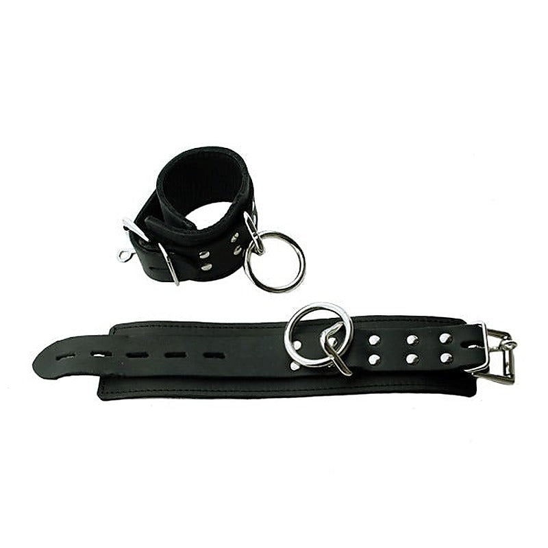 Deluxe Black Leather Wrist Cuffs by Spartacus Enterprises - Cuffs and Restraints