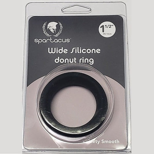 Wide Silicone Donut Cock Ring Black by Spartacus Enterprises - Stretchy Cock Rings