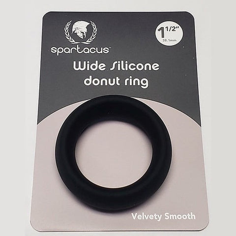 Wide Silicone Donut Cock Ring Black by Spartacus Enterprises - Stretchy Cock Rings