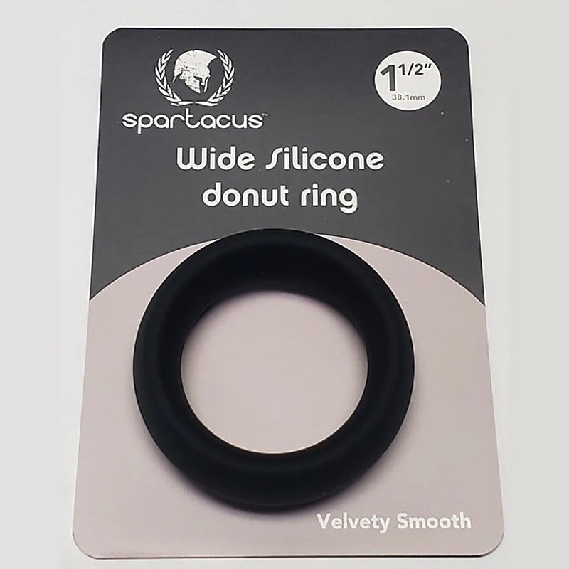 Wide Silicone Donut Cock Ring Black by Spartacus Enterprises - Stretchy Cock Rings