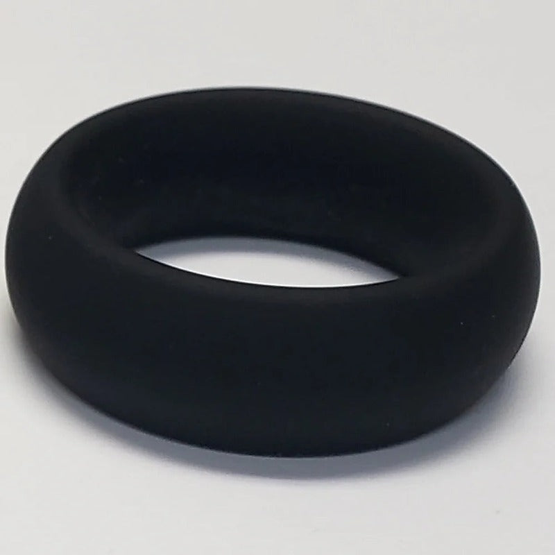 Wide Silicone Donut Cock Ring Black by Spartacus Enterprises - Stretchy Cock Rings