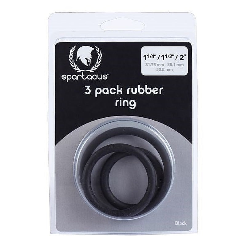 Rubber 3 Piece Cock Ring Set Black by Spartacus Enterprises - Stretchy Cock Rings