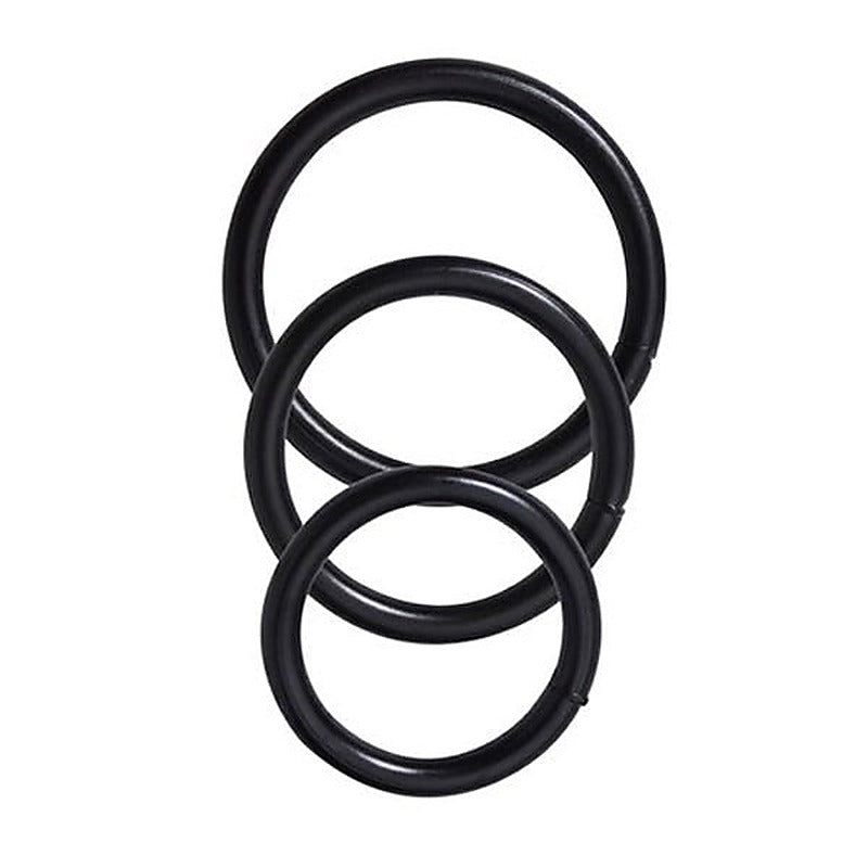 Steel 3 Piece Cock Ring Set Black by Spartacus Enterprises - Steel Cock Rings