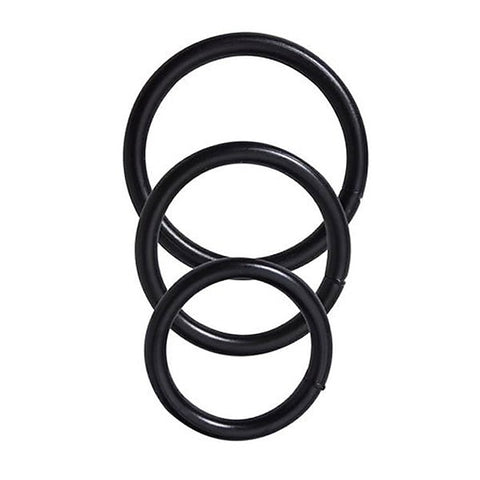 Steel 3 Piece Cock Ring Set Black by Spartacus Enterprises - Steel Cock Rings