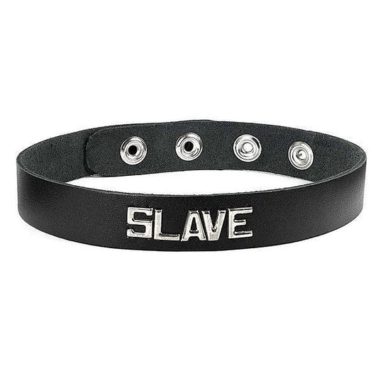 Spartacus Leather Submissive Wordband Collar - OWNED