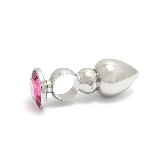 Rosebuds Versatile Ringed Stainless Steel Butt Plug with Crystal Gem