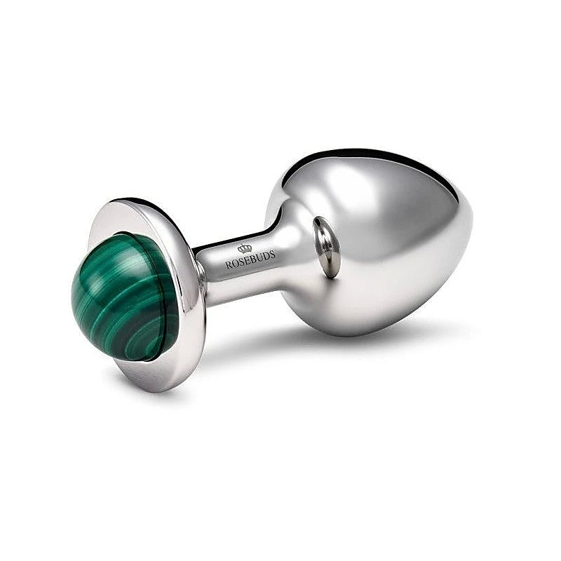 Stainless Steel Anal Plug Small With Malachite Gem - Butt Plugs