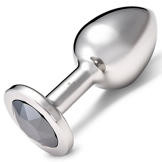 Rosebuds Luxurious Aluminium Black Butt Plug - Jeweled Clear XL - Butt Plugs