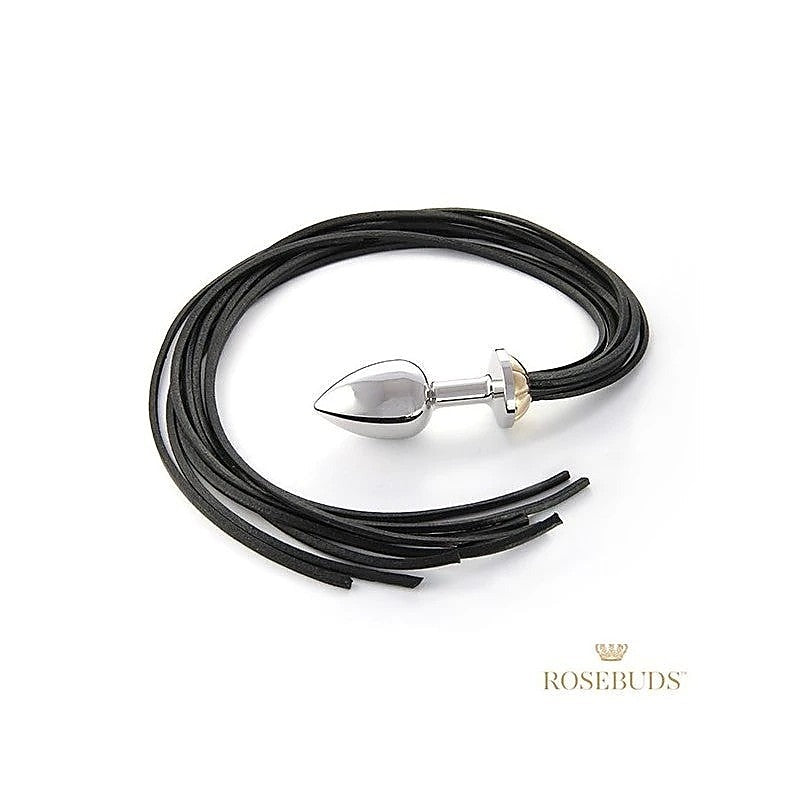 Rosebuds Luxe Black Long Leather Whipbud XL - Butt Plugs