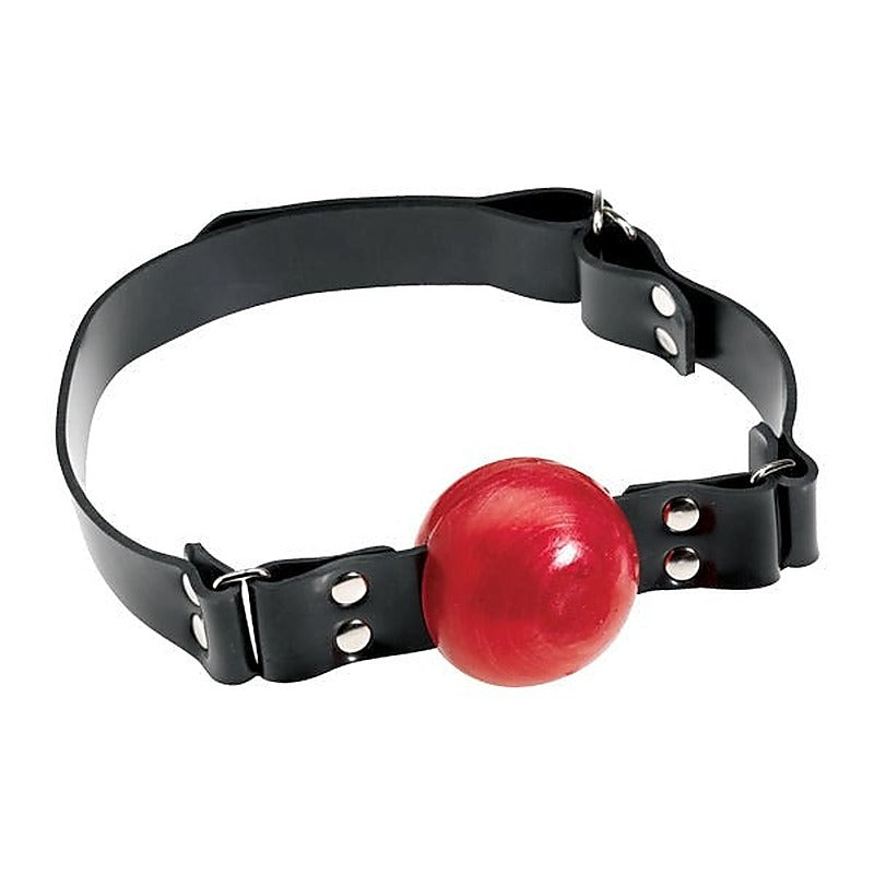 Premium Rubberline Large Bondage Ball Gag Red - Bondage Gags and Bits