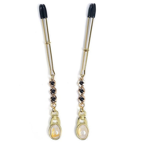 Spartacus Sensual Gems - Adjustable Nipple Clamps with Pearl Pendant - Nipple and Clit Clamps