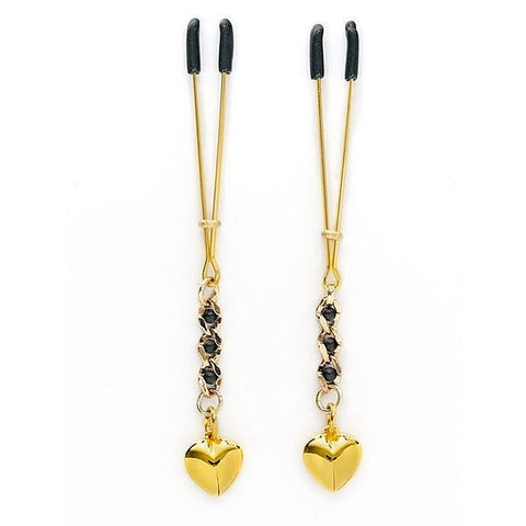 Tweezer Nipple Clamp With Heart Pendant - Nipple and Clit Clamps