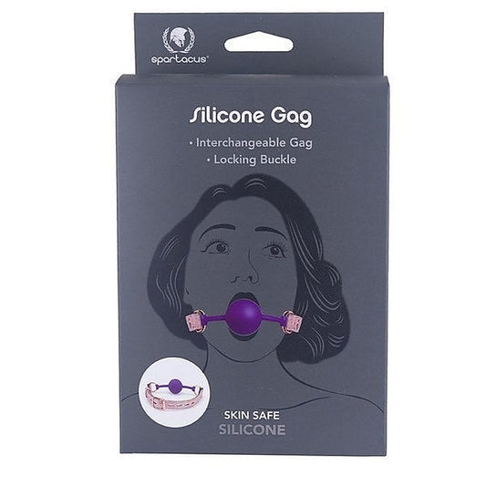 Exotic Allure - Silicone Purple Ball Gag with Pink Snake Strap