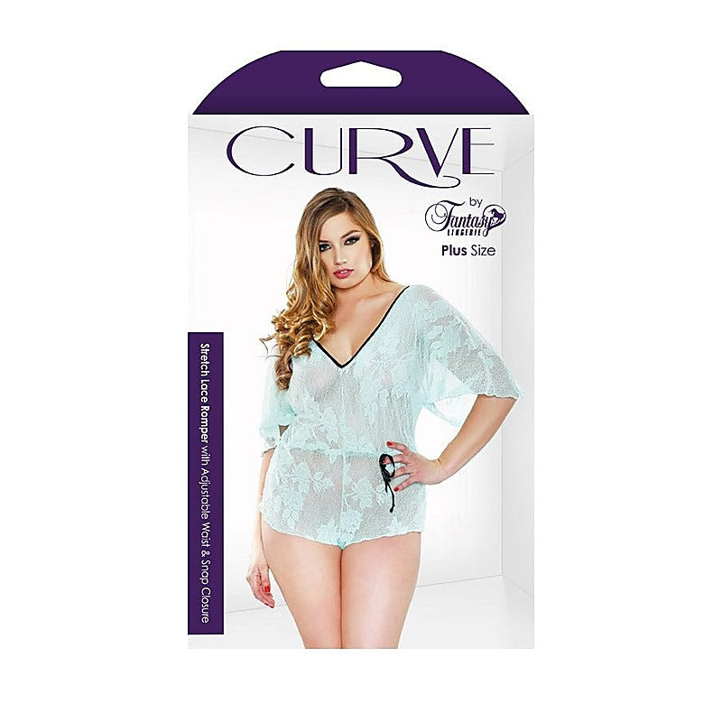 Curve Stretch Lace Romper with Adjustable Waist - Babydolls and Chemises