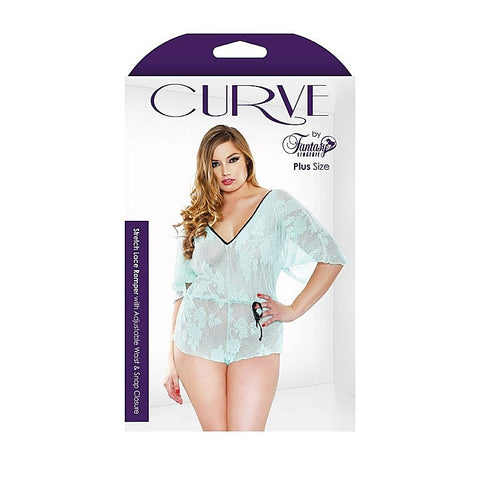 Curve Stretch Lace Romper with Adjustable Waist - Babydolls and Chemises