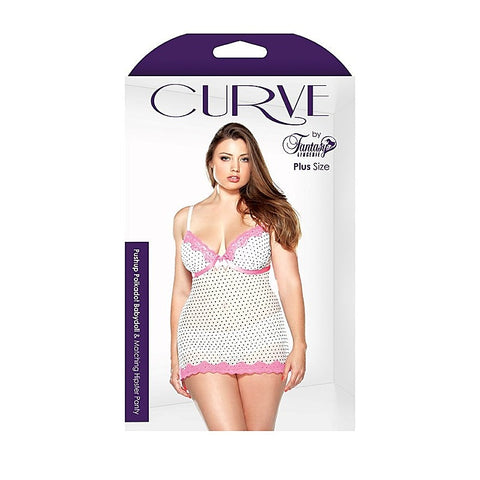 Curve Pushup Polkadot Babydoll & Panty by Fantasy Lingerie - Babydolls and Chemises