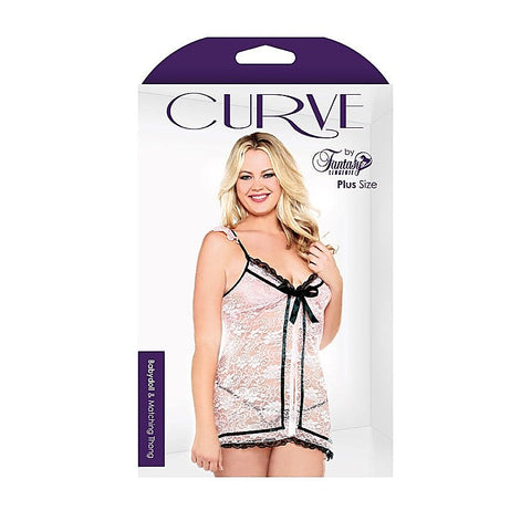 Curve Ribbon Front Babydoll & G-string by Fantasy Lingerie - Babydolls and Chemises