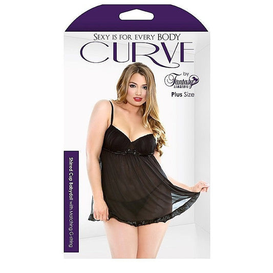 Curve Shirred Cup Babydoll And G-String