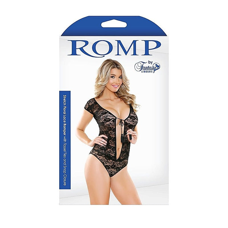 ROMP Floral Lace Tassel Tie Romper by Fantasy Lingerie - Fancy Dress Ups