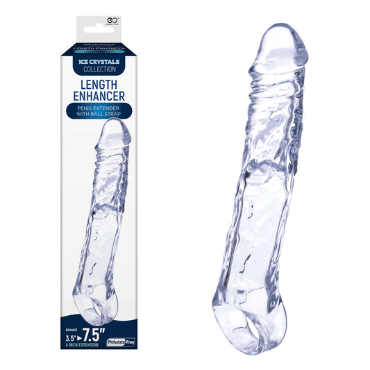 Excellent Power Ice Crystals Length Enhancer Penis Extension Sleeve Clear Penis Sleeves and Extenders