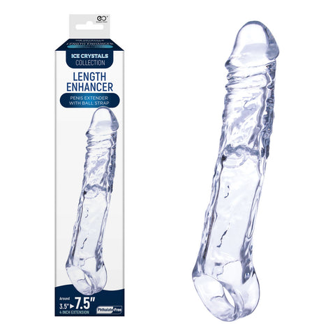 Excellent Power Ice Crystals Length Enhancer Penis Extension Sleeve Clear - Penis Sleeves and Extenders