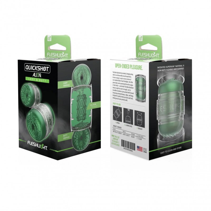 Fleshlight Quickshot Alien Green Metallic Lady and Butt Male Masturbator Fleshlight Male Masturbators