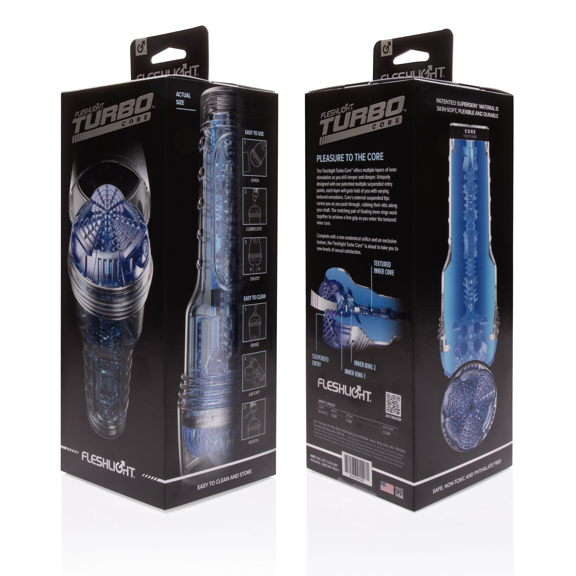 Fleshlight Turbo Core Male Masturbator Blue Ice Masturbators and Strokers