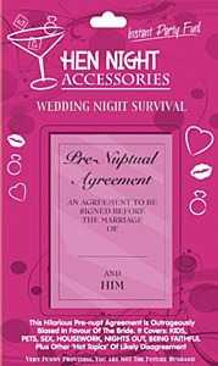 Seven Creations Hen Night Pre Nuptual Agreement Party Gifts and Novelties