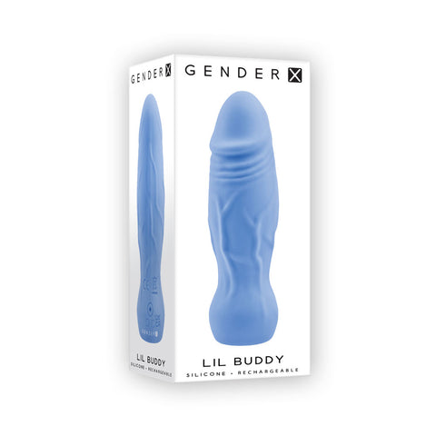 Gender X LIL BUDDY Pocke Size Silicone Vibrator Light Blue - Mini & Slim Vibrators