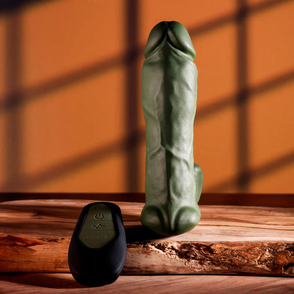 Gender X THE HUNK Vibrating Growing Dong Green Vibrating Dildos