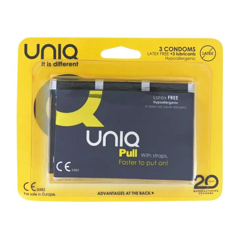 Glyde Uniq Pull With Strap Non Latex Condoms 3 Pack - Condoms