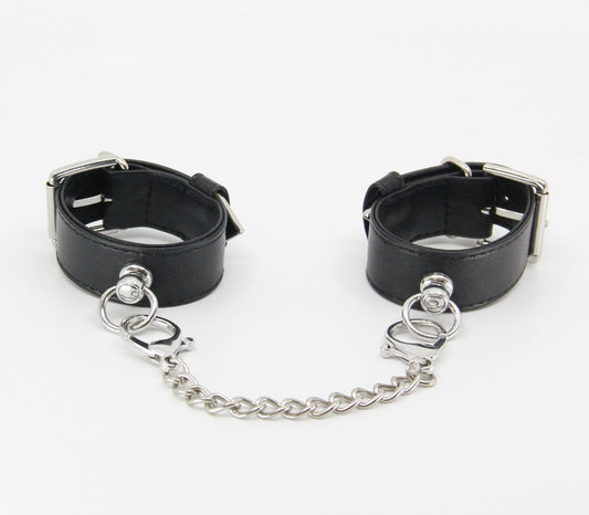 Love In Leather Silver Tip Leather Wrist Cuffs Default Title Cuffs And Restraints