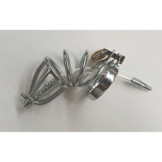 Hoop Male Chastity Cage with Urethral Tube - Male Chastity