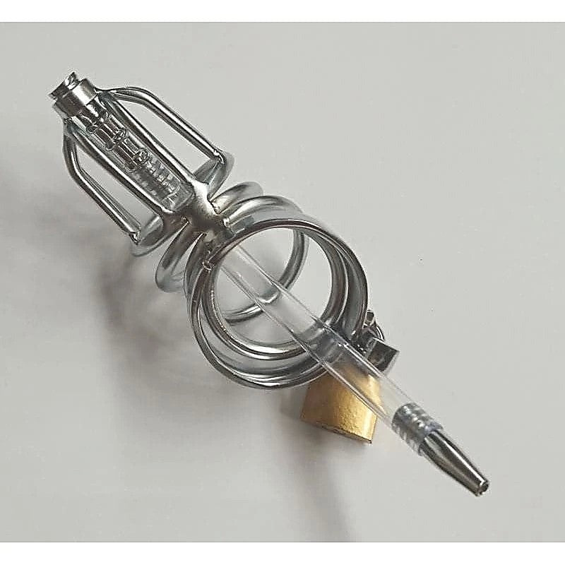 Hoop Male Chastity Cage with Urethral Tube by BDStyle - Male Chastity
